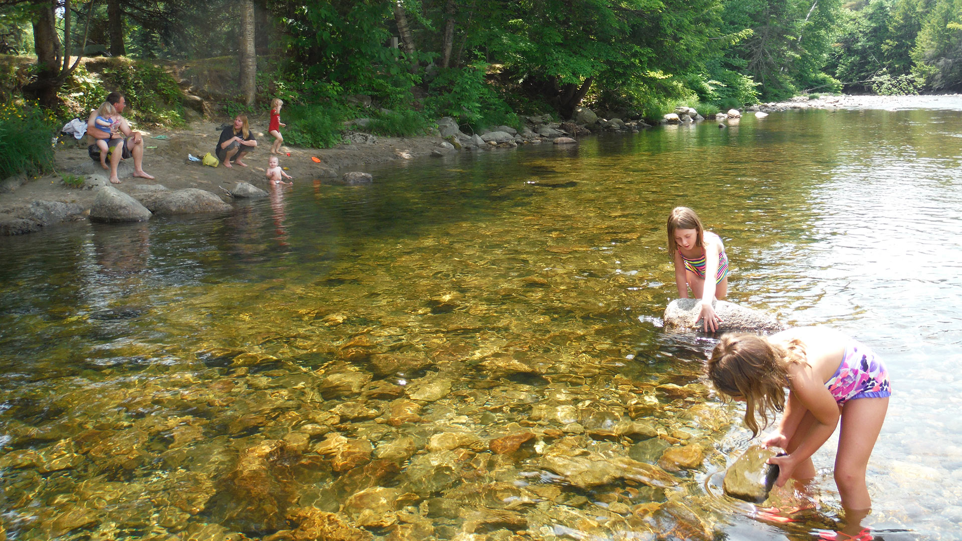 Exploring the brook at Scenic View Campground.